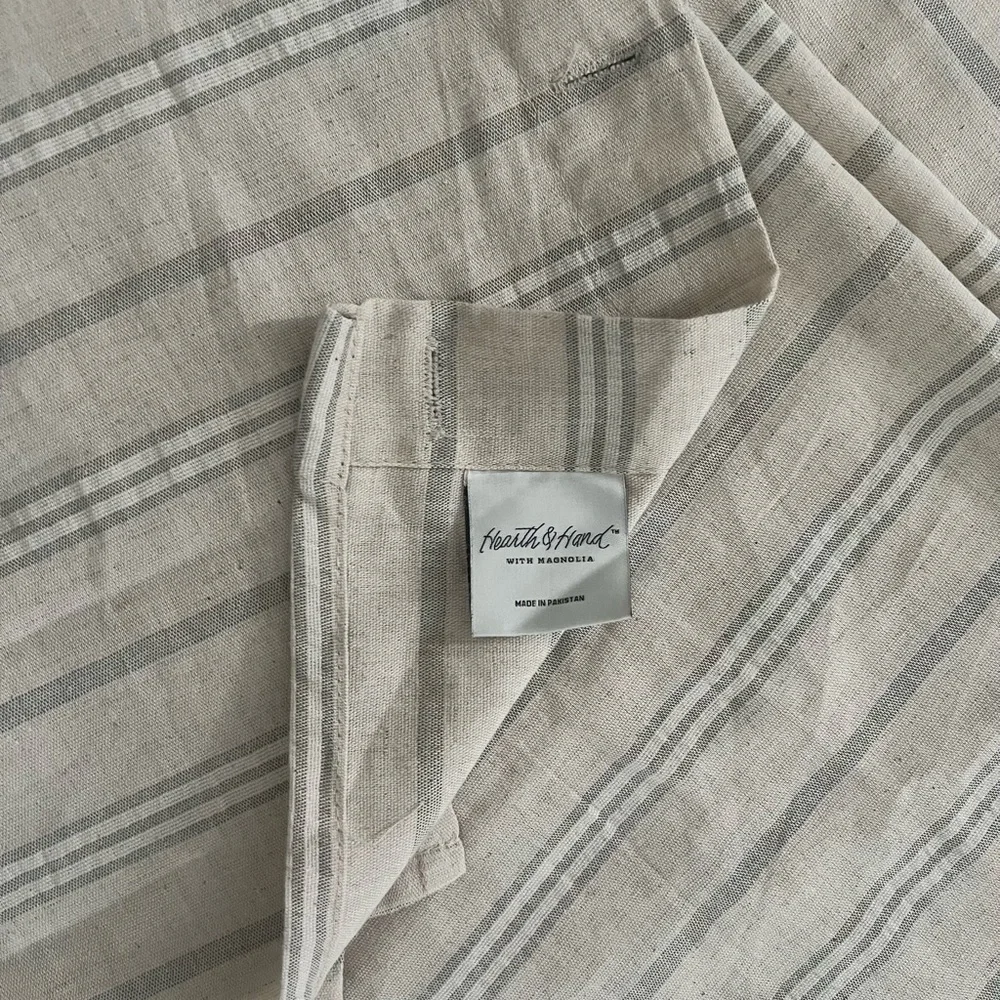 Hearth & Hand Magnolia Cotton Linen Stripe Sage Green Shower Curtain